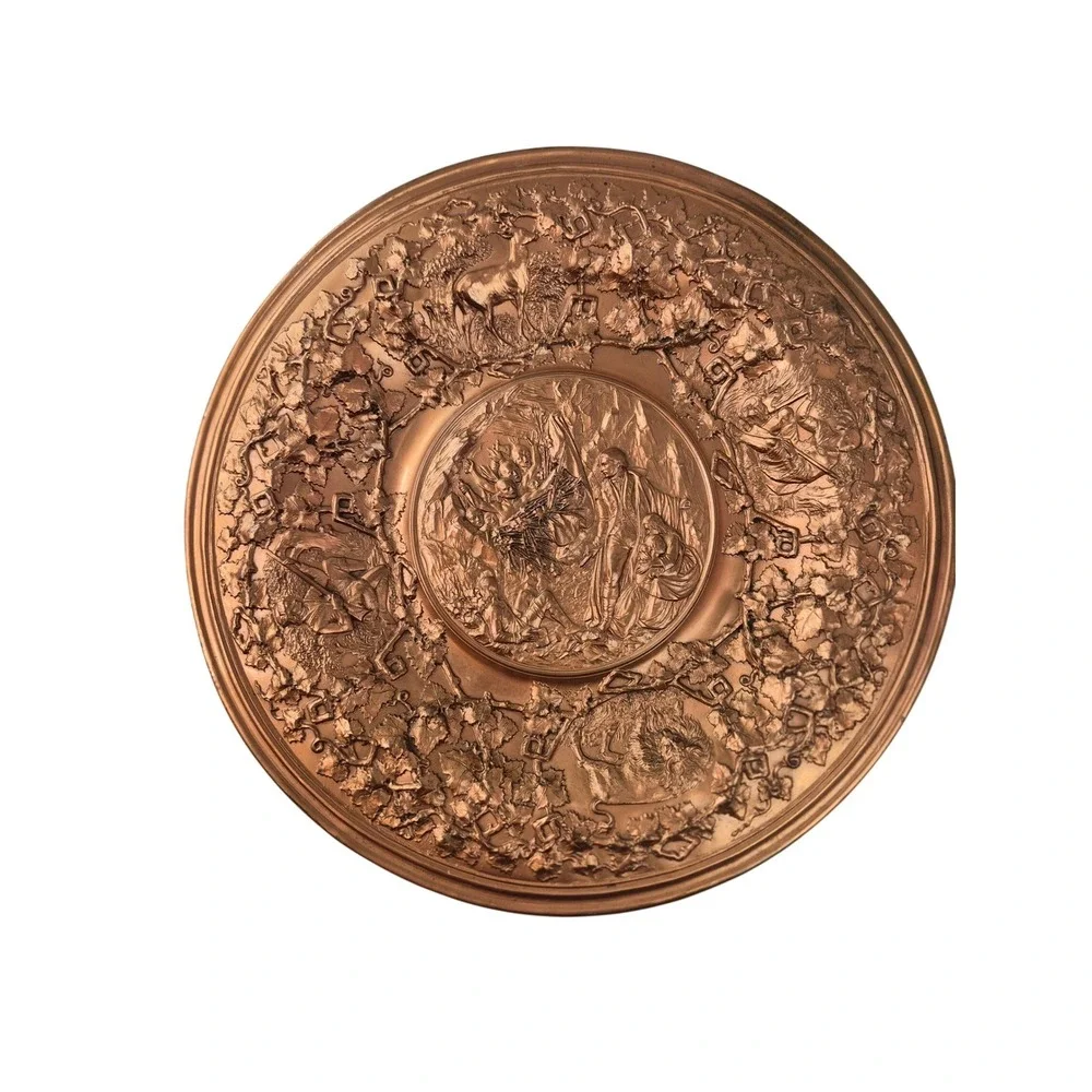 Repoussé Antiqued Copper Wall Plate 10